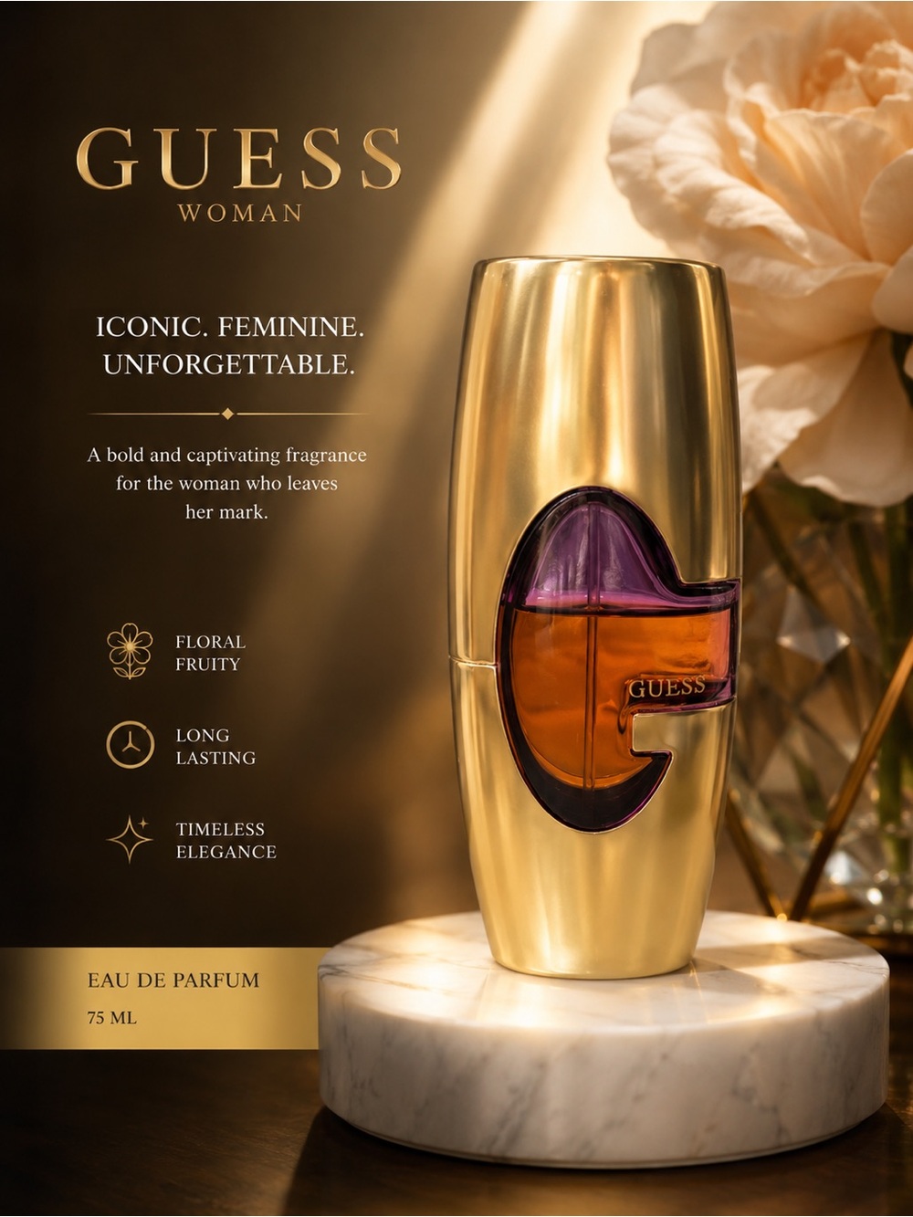 Guess Gold Perfume Bottle with Metallic Finish